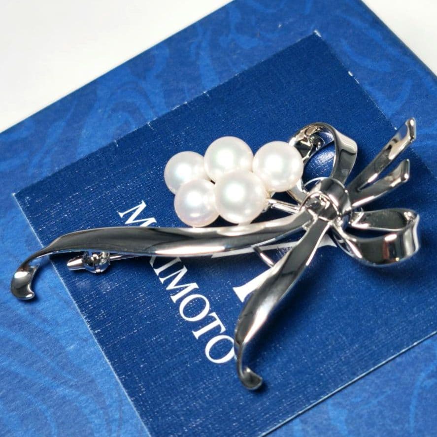 【未使用級 最高級】ミキモト ブローチ パール リボン 愛子様 ご着用 箱付き