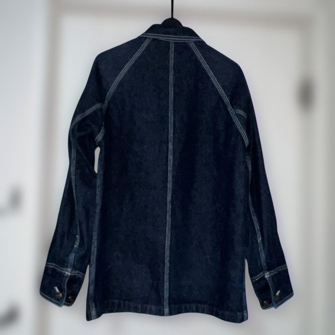 90s`デニムカバーオール　ワークジャケット　メンズS相当　ユニセックス許可