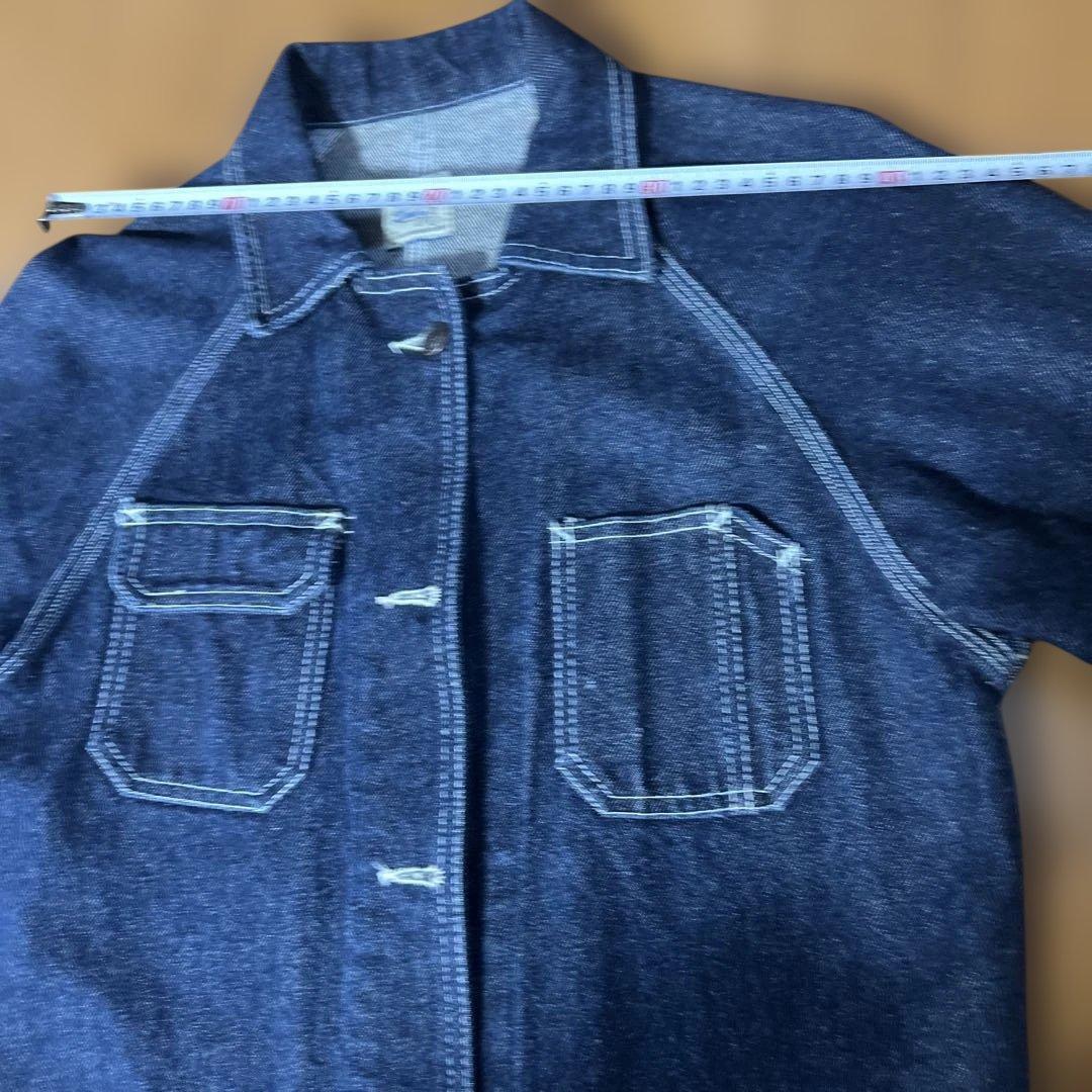 90s`デニムカバーオール　ワークジャケット　メンズS相当　ユニセックス許可