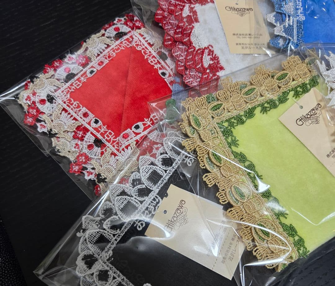 【新品】近沢レース　タオルハンカチ　和レース6枚セット