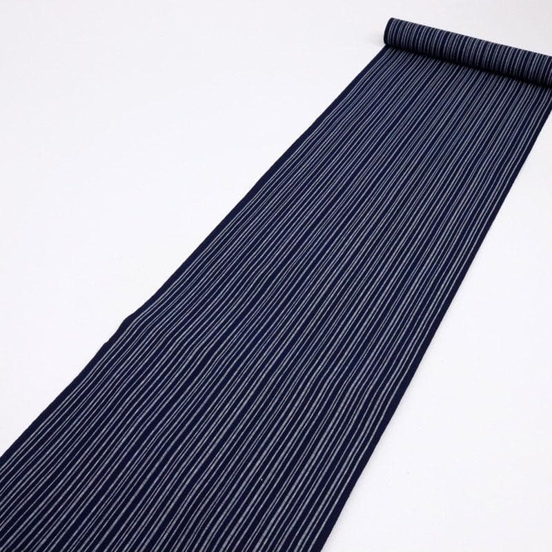 《反物『結城織長板染め』綿紬浴衣■綿結城◆あじろ織り◆縞◆夏着物■反25-59》