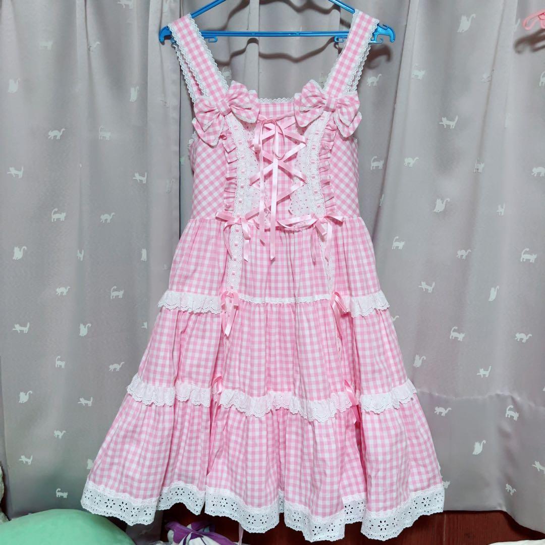 と*い様 肩リボンジャンパースカート ピンク