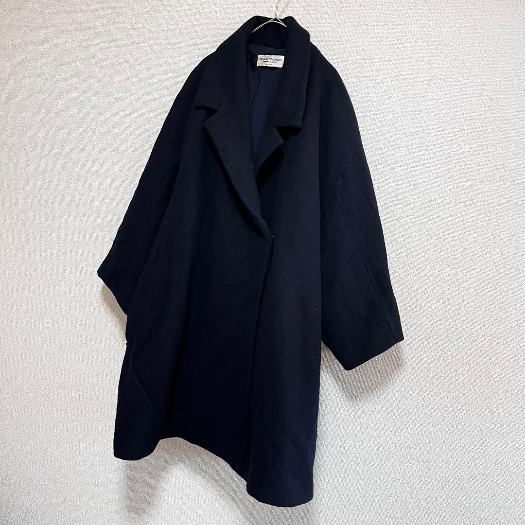 ささみちゃん　　縮絨ウール　ワイドコート　ネイビー