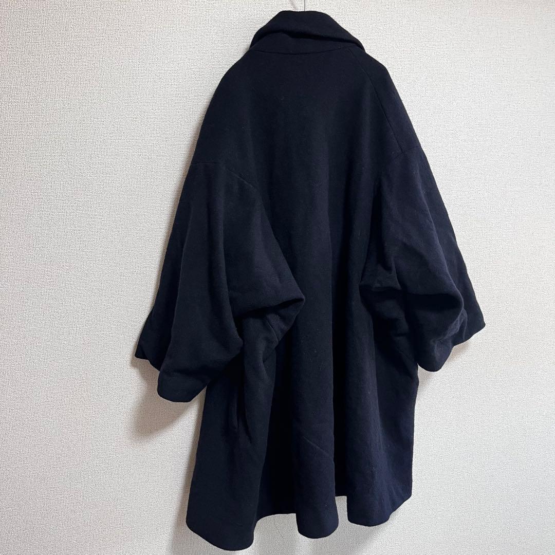 ささみちゃん　　縮絨ウール　ワイドコート　ネイビー