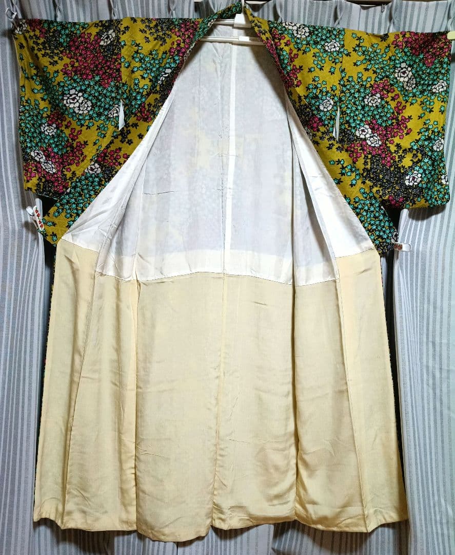 アンティーク着物☆正絹☆小紋☆袷☆花/大正ロマン/昭和レトロ