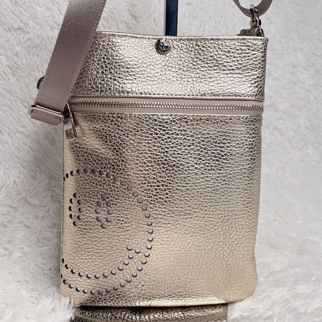 極美品✨サロンドアルファード スマイリーフェイス　ショルダーゴールド　レザー