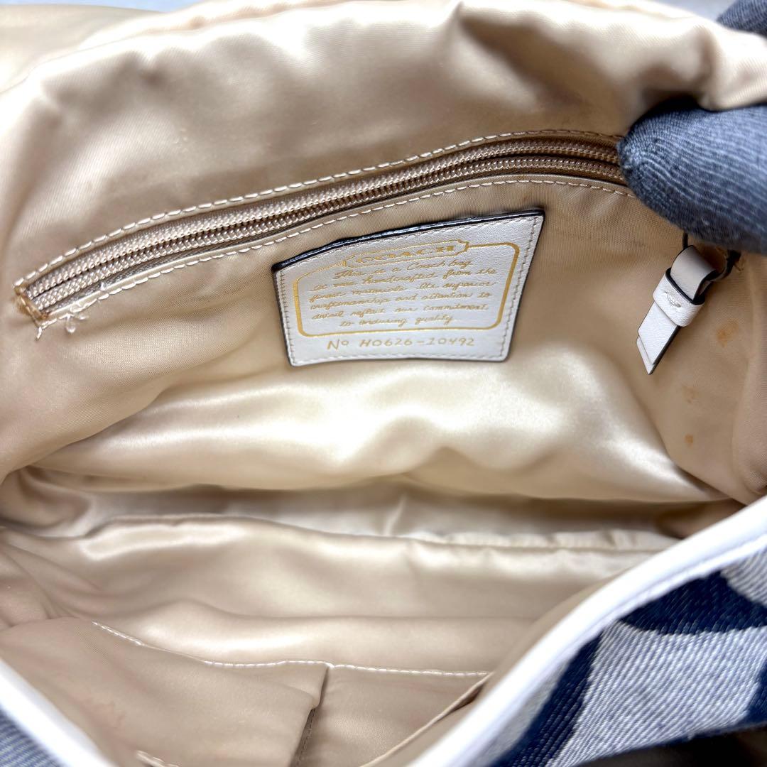 Coach Shoulder Bag Denim Blue White コーチ