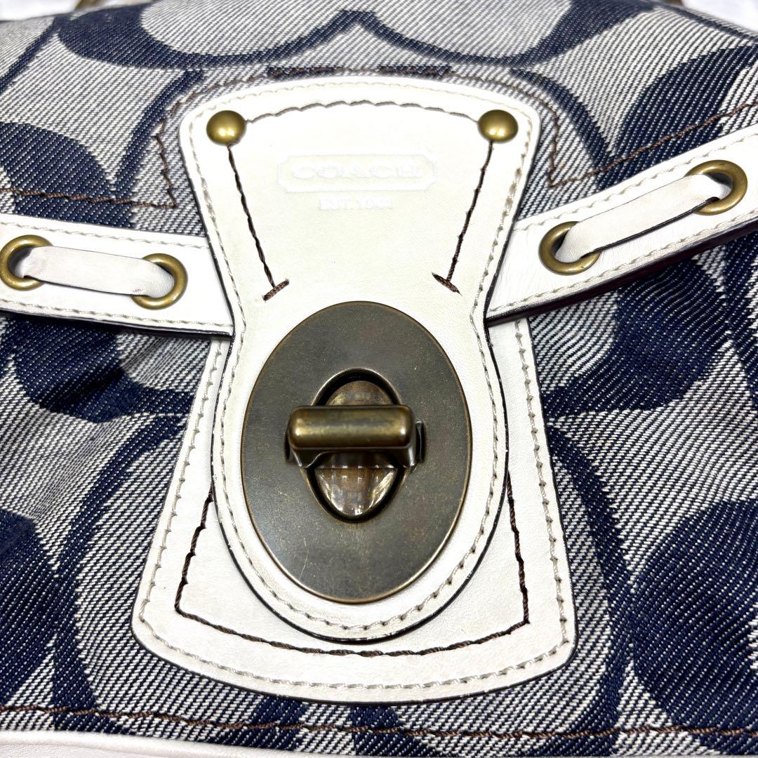 Coach Shoulder Bag Denim Blue White コーチ