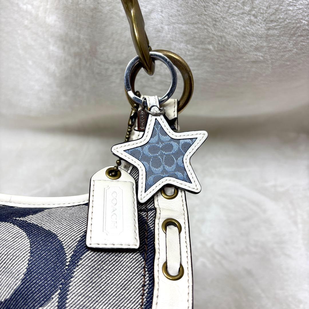 Coach Shoulder Bag Denim Blue White コーチ