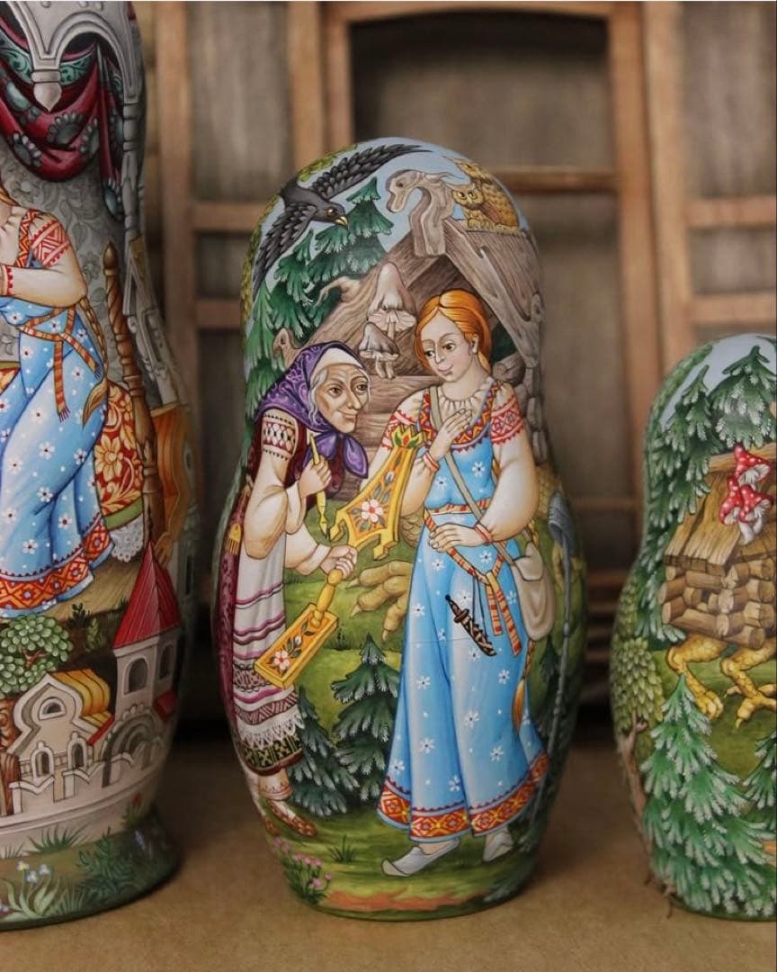 ロシア雑貨☆ロシア民話マトリョーシカ『鷹フィニストの羽根』(5P)オルガ作