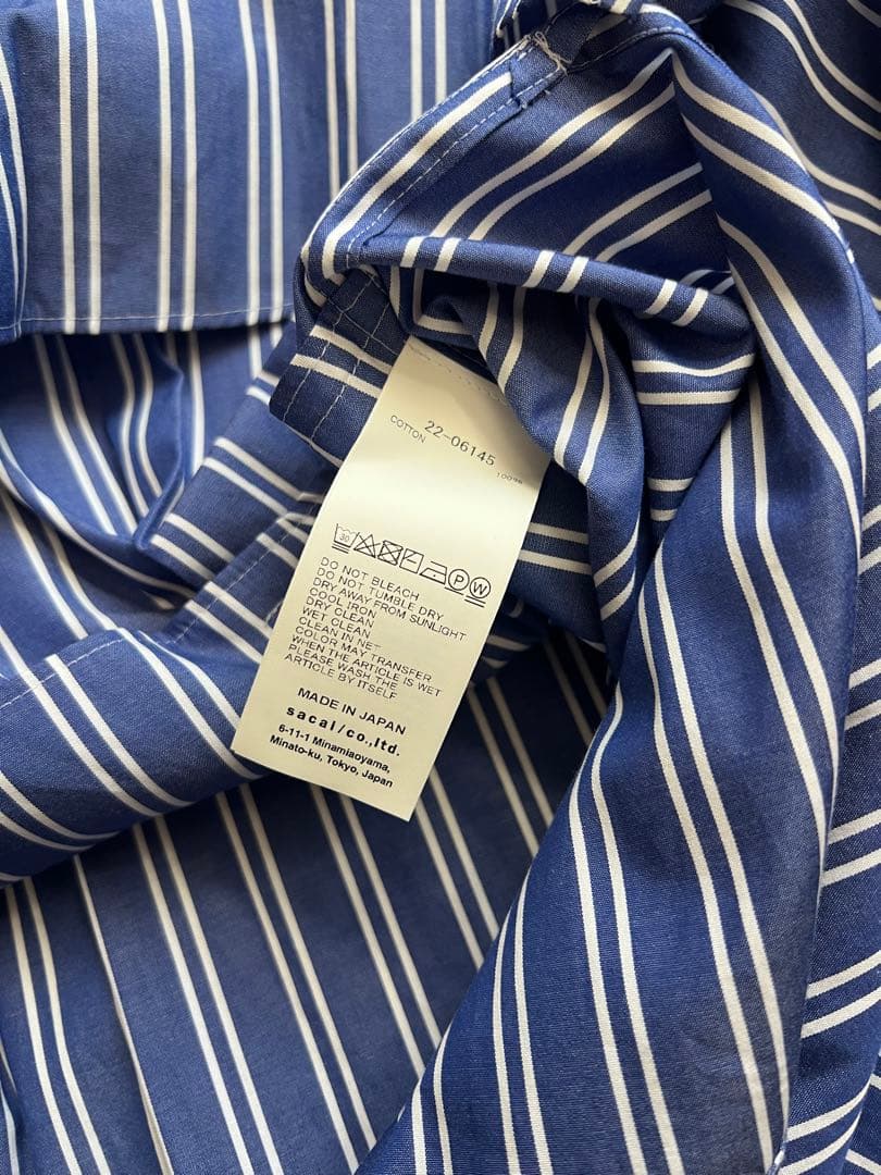 ダイエットsacaiストライプデザイン長袖シャツ