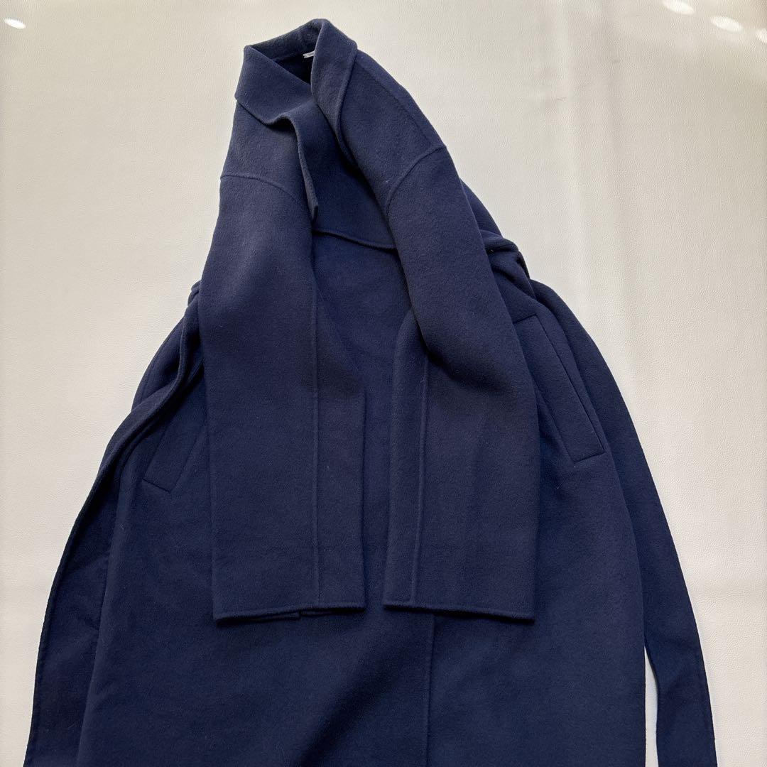 SNIDEL スナイデル シャルムビッグカラーロングコート リバーコート 紺