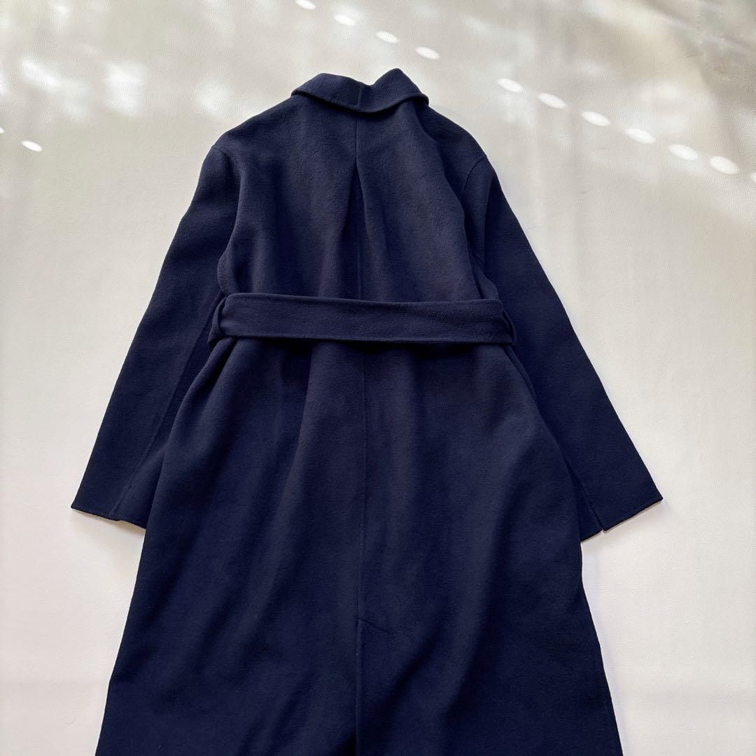 SNIDEL スナイデル シャルムビッグカラーロングコート リバーコート 紺