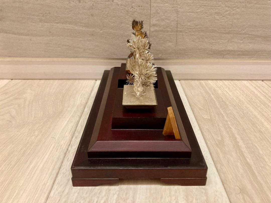 純銀製 松 光則作 盆栽 ガラスケース付き