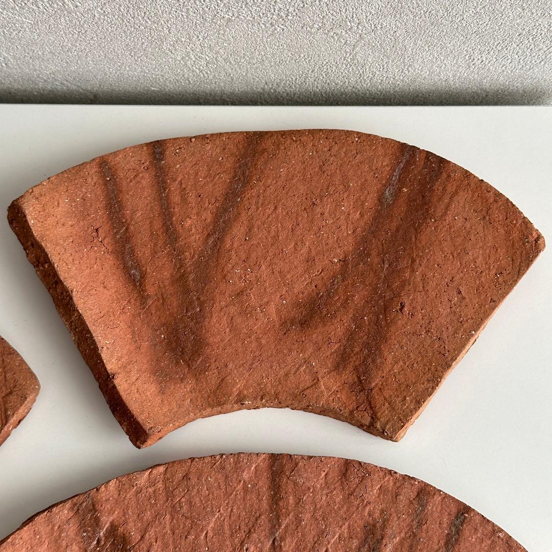 各見政峯 備前 皿 緋襷 扇面皿 5枚 共箱