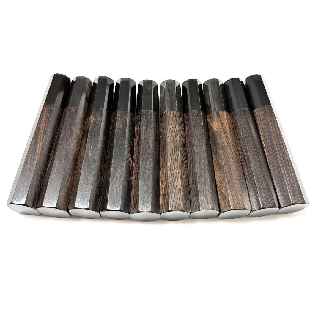 10本セット 黒水牛角 出刃4寸 手作り 包丁の柄 出刃120 黒檀八角柄