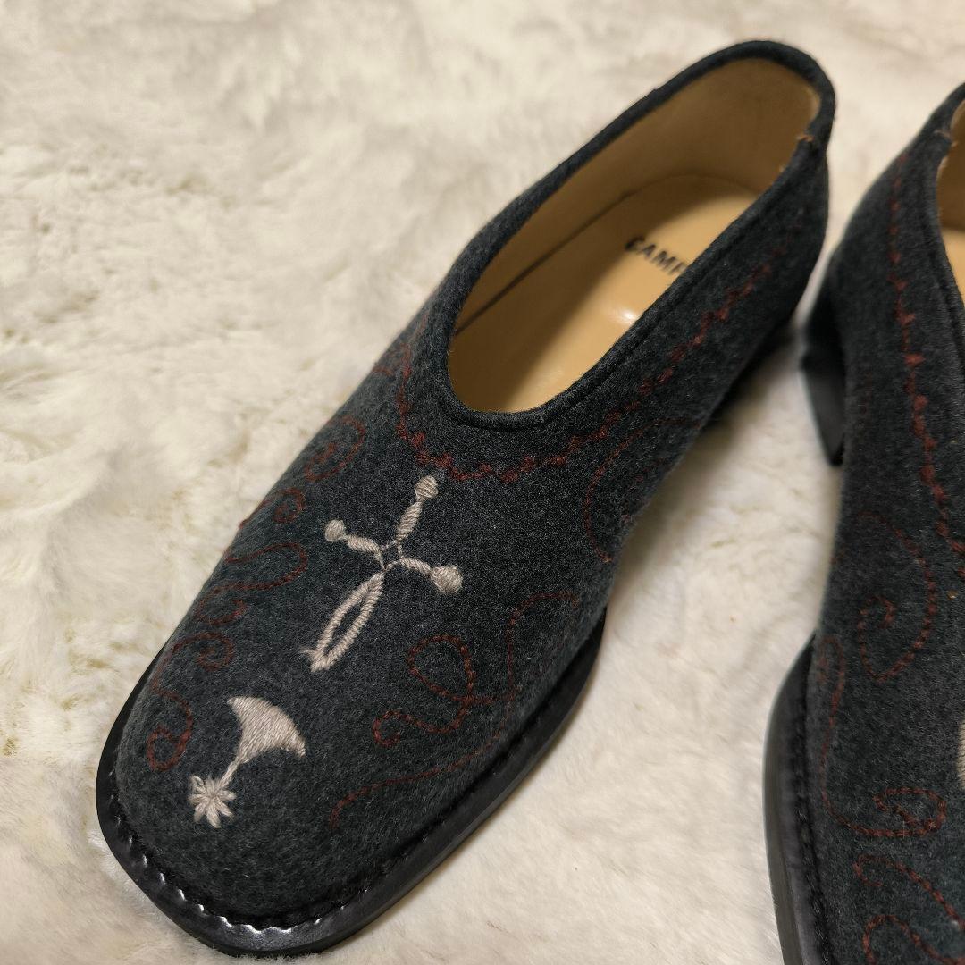 CAMPER カンペール　グレー フラットシューズ　刺繍