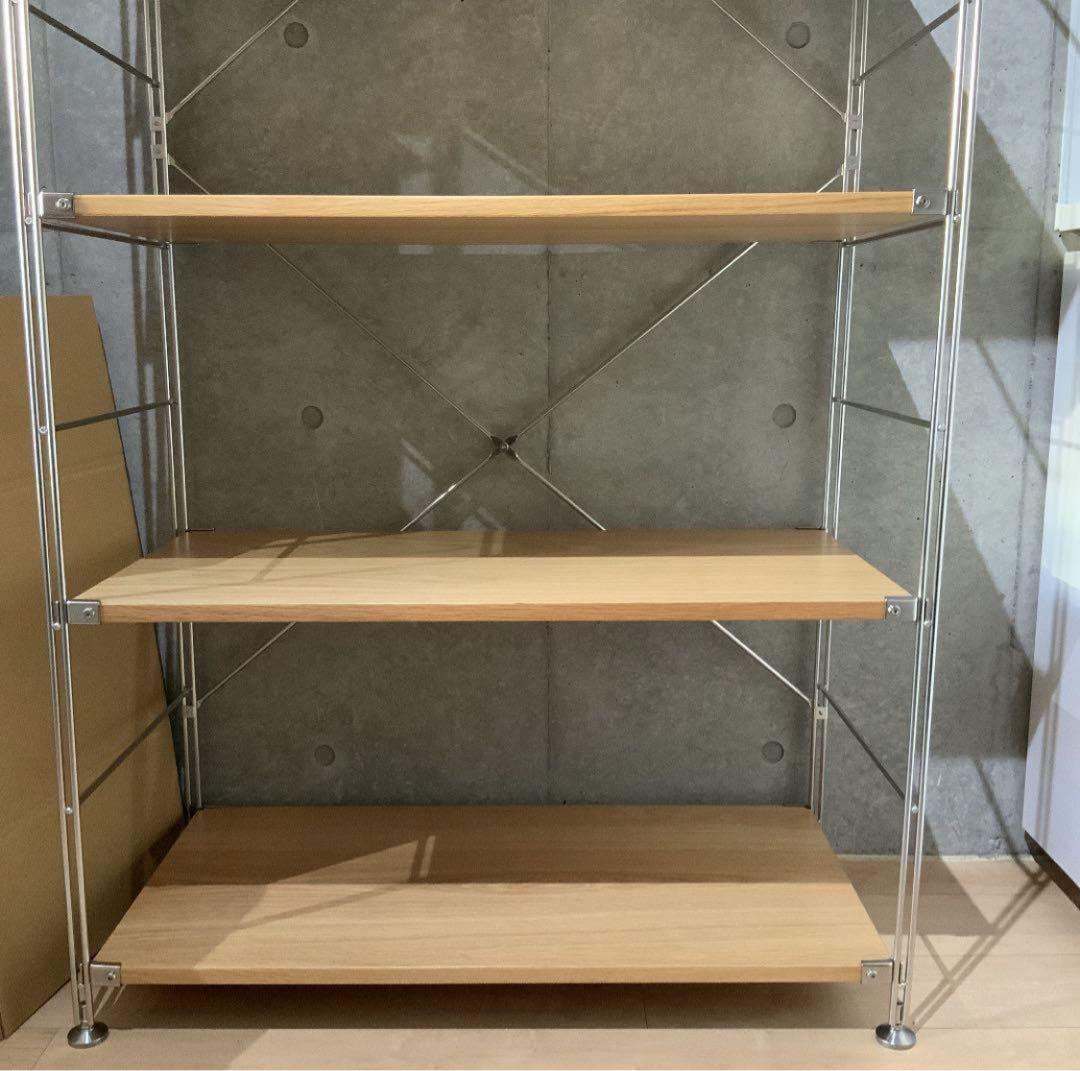 無印良品　ステンレスユニットシェルフ・オーク材棚セット・ワイド・大