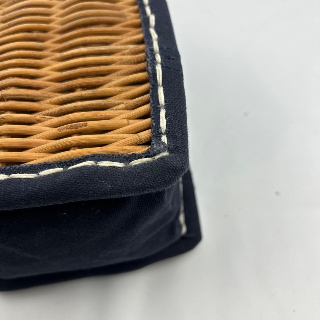 【美品】エバゴス　お買い物バッグ　サテンカゴバッグ　Eワッペン 刺繍　カゴバッグ