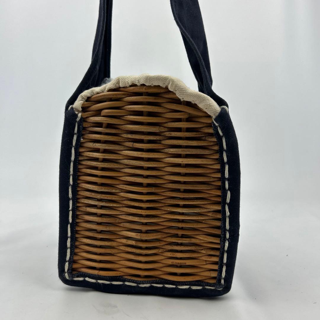 【美品】エバゴス　お買い物バッグ　サテンカゴバッグ　Eワッペン 刺繍　カゴバッグ