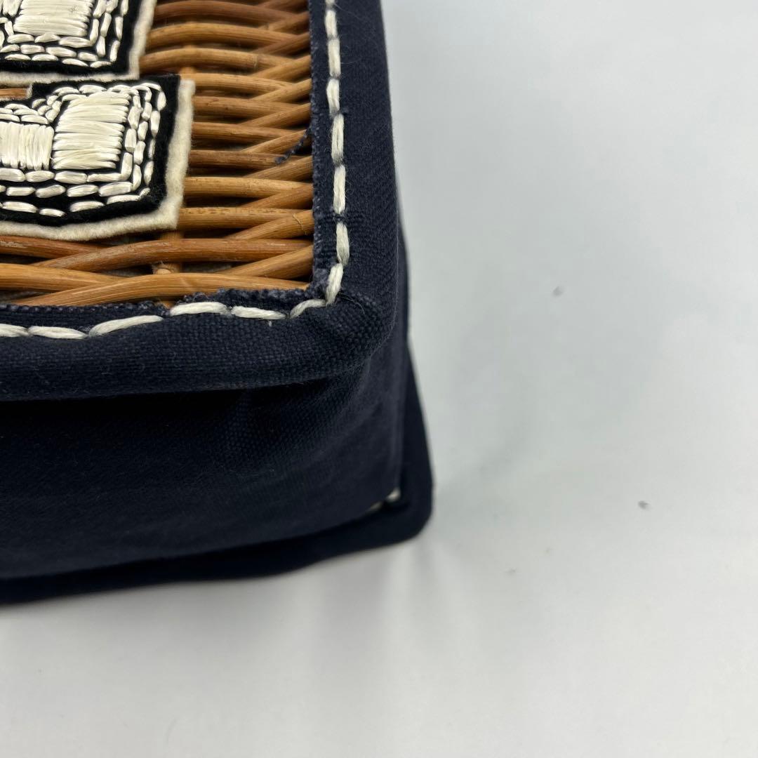 【美品】エバゴス　お買い物バッグ　サテンカゴバッグ　Eワッペン 刺繍　カゴバッグ