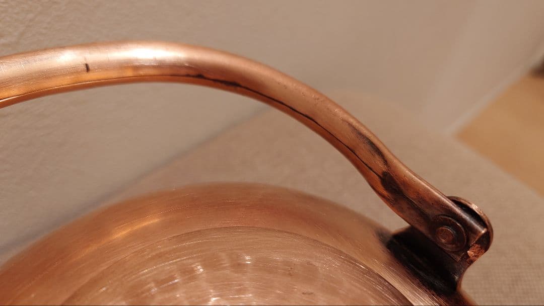 昭和レトロ 鎚目 純銅製やかん 1L