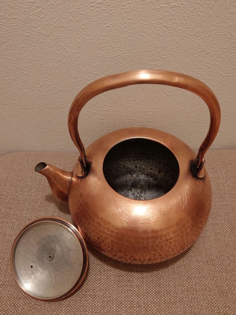 昭和レトロ 鎚目 純銅製やかん 1L
