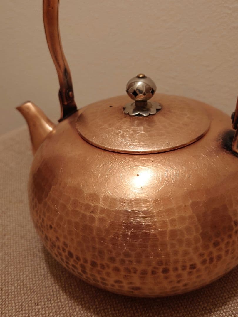 昭和レトロ 鎚目 純銅製やかん 1L