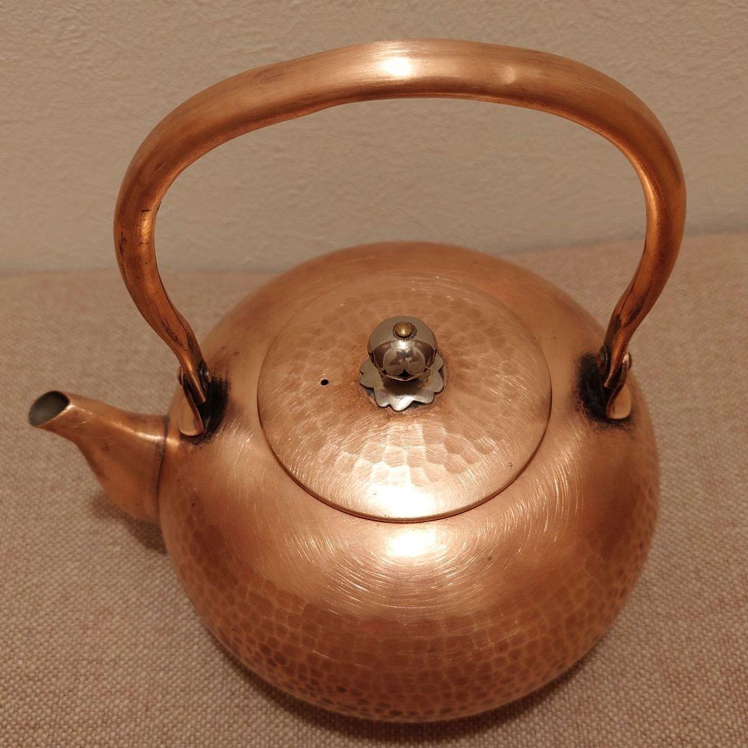 昭和レトロ 鎚目 純銅製やかん 1L