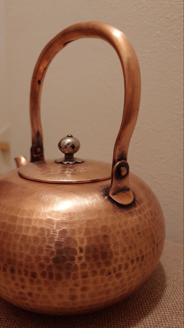 昭和レトロ 鎚目 純銅製やかん 1L