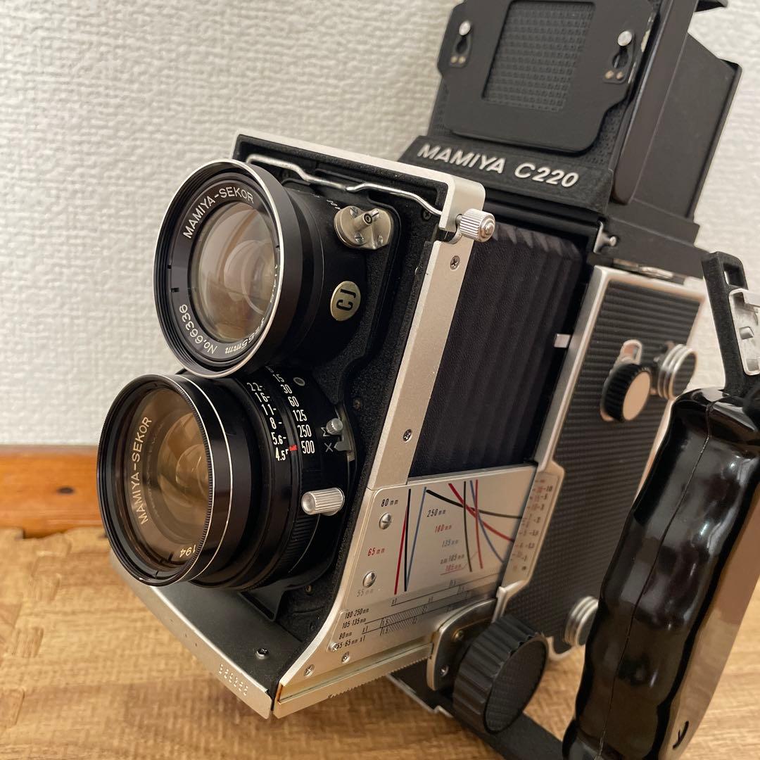 MAMIYA C220 55mmレンズ、135mmレンズ 、ハンドグリップセット