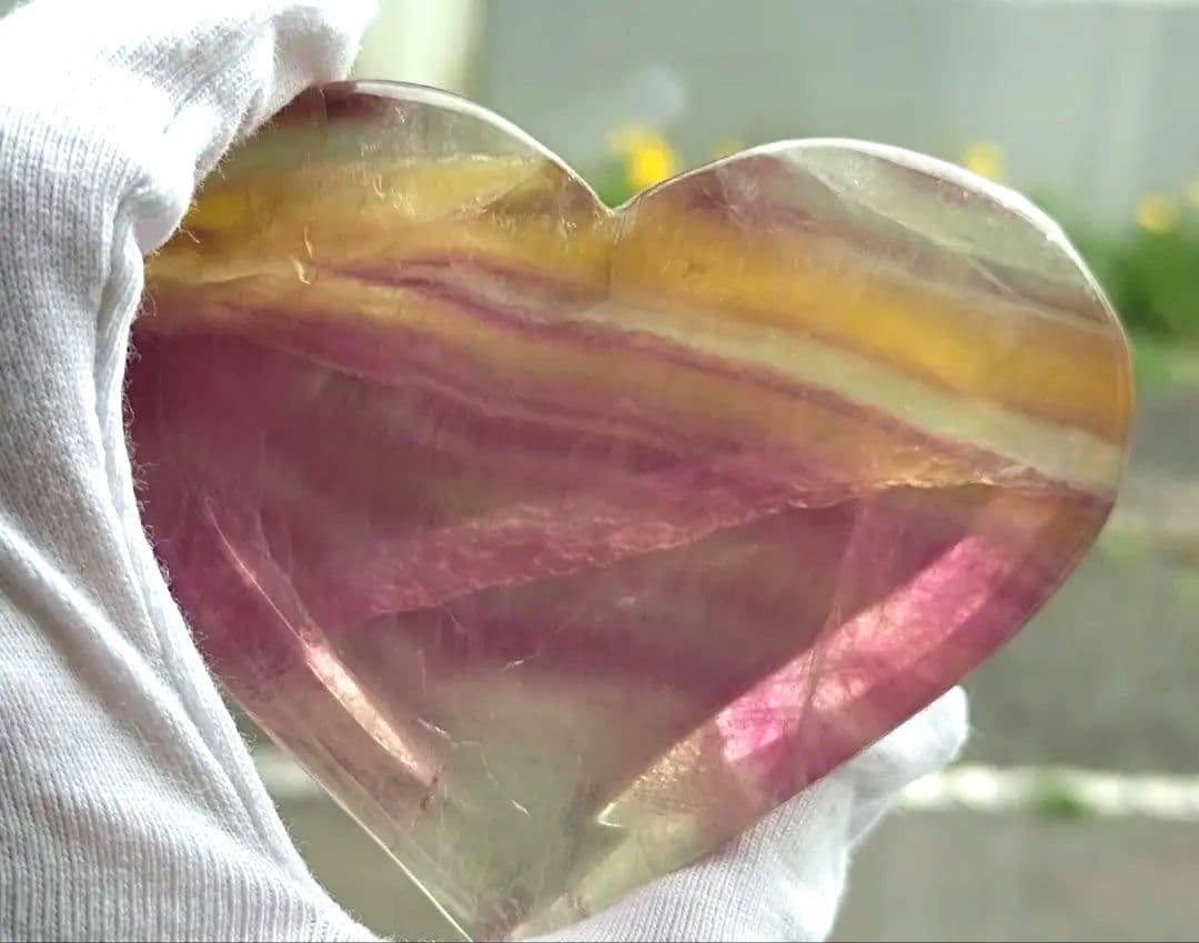 キャンディ フローライト　ハート　皿　器　浄化皿　小物入　蛍石　①