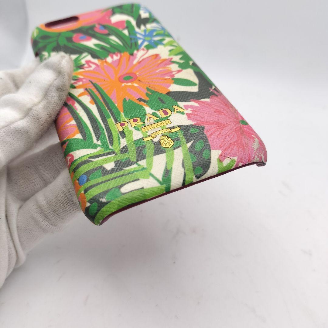 プラダ　iPhone6ケース　ハードケース　トロピカル柄　サフィアーノ　ピンク