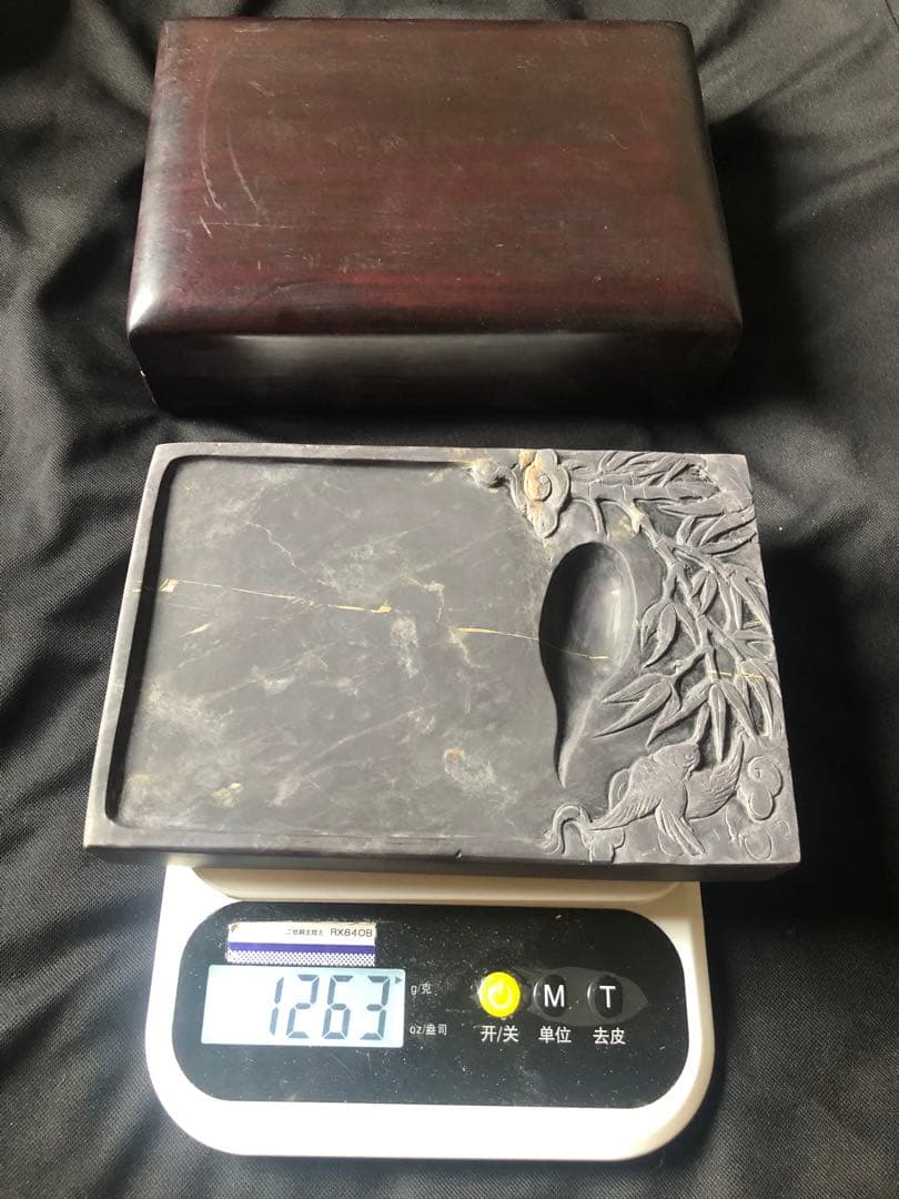 すずり 端溪硯 老坑 水巖 花鳥文 金綫 五彩飣 エン脂書道用品 端渓硯 文房具