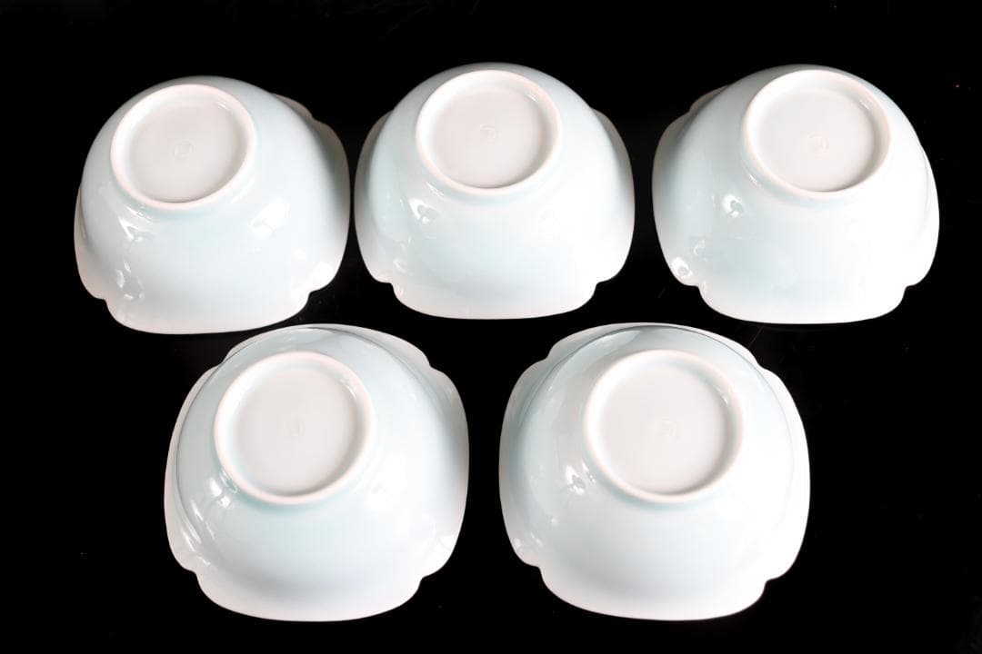 人間国宝 塚本快示 快山窯 青白磁水鳥文 小鉢 五客 共箱