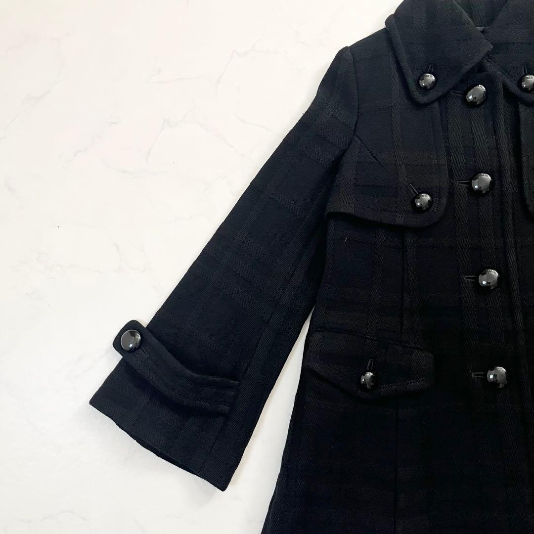 希少　バーバリーブルーレーベル　シャドーチェックコート　Aライン ブラック　38