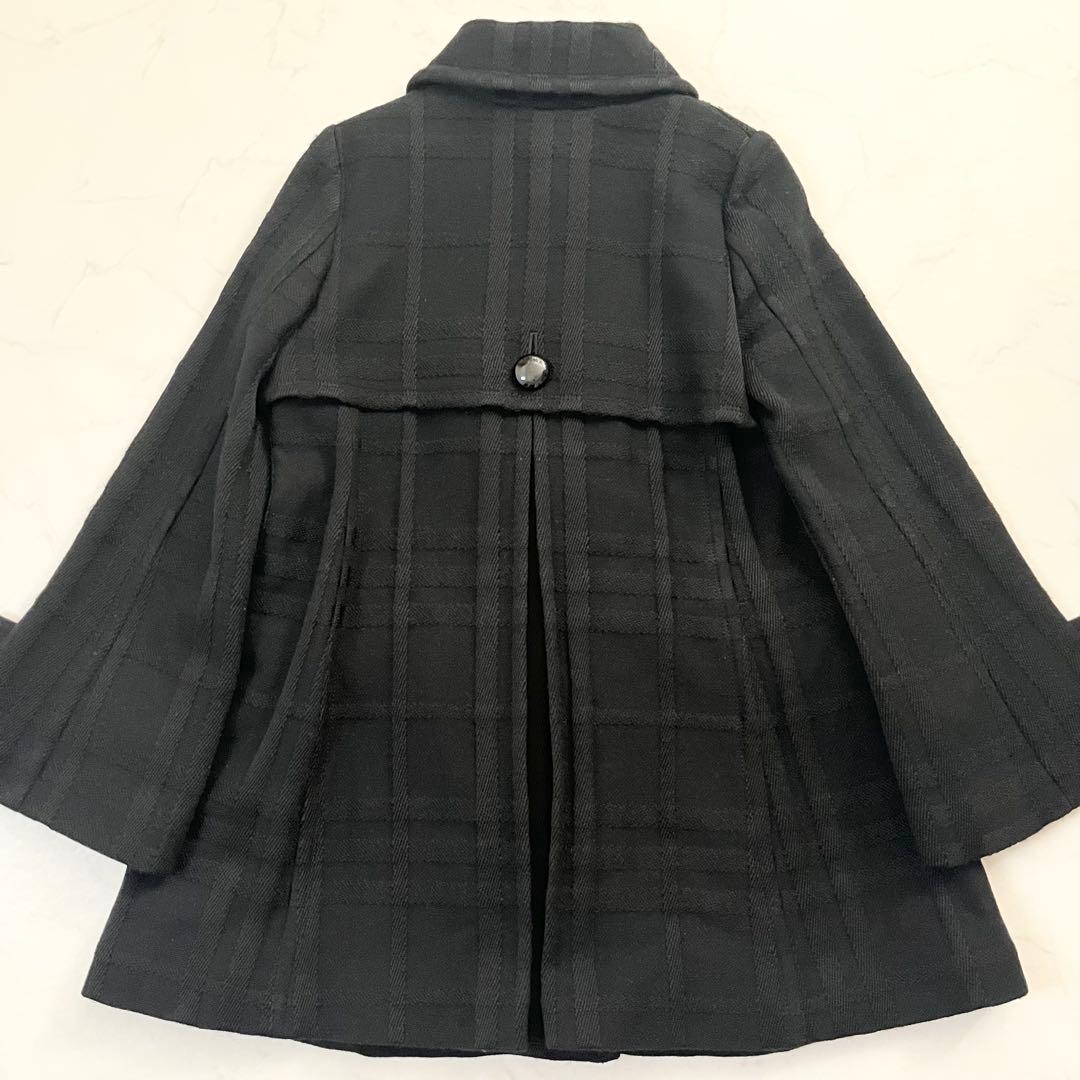 希少　バーバリーブルーレーベル　シャドーチェックコート　Aライン ブラック　38