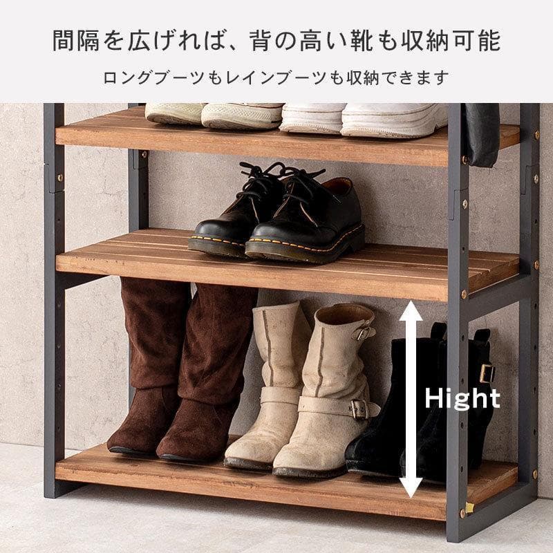 オープンシェルフ 棚 ラック シューズ 靴箱 収納 幅65cm 5段 ブラック