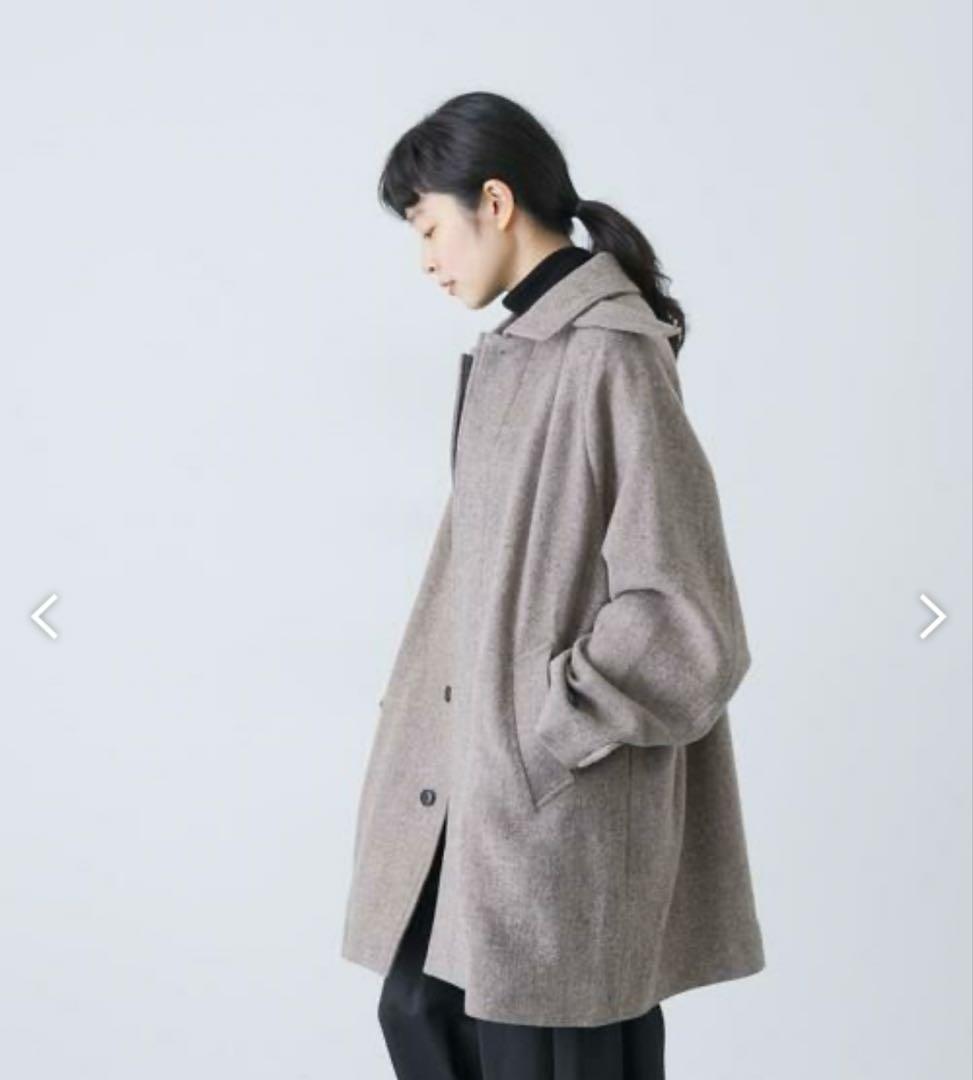 新品タグ付　かぐれ　ヘリンボンウールショートコート　ベージュ　今季完売　お値下げ