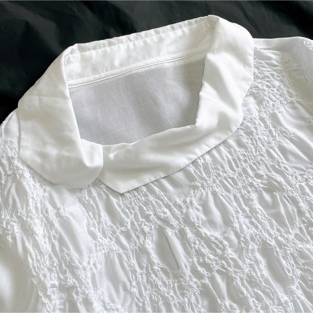 美品 慈雨 センソユニコ シャーリング刺しゅうチュニックブラウス 40