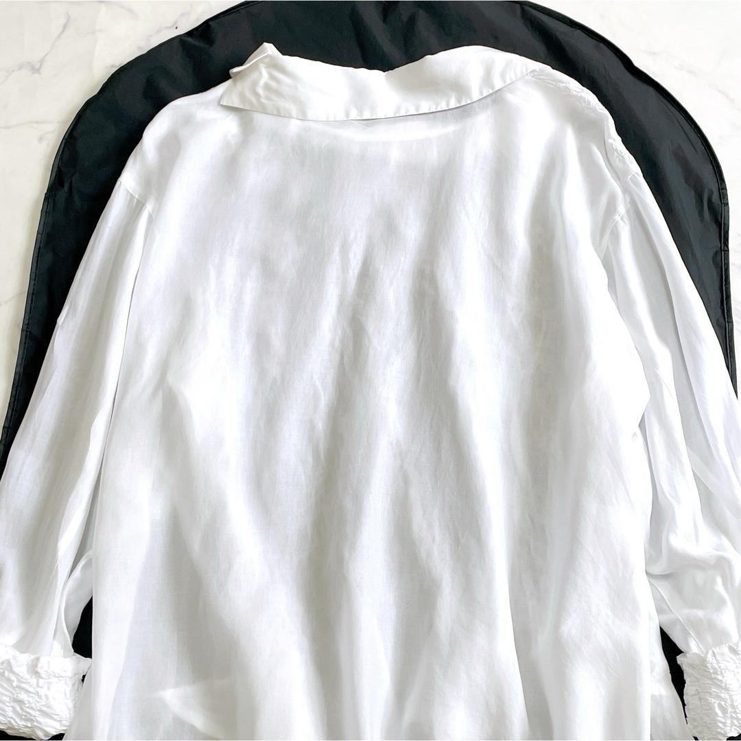 美品 慈雨 センソユニコ シャーリング刺しゅうチュニックブラウス 40