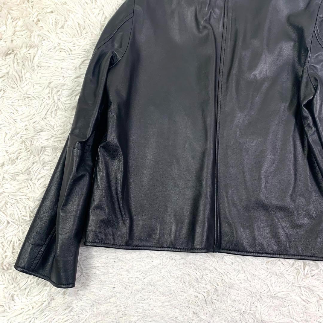 新品タグ付 ナノユニバース シングルレザージャケット ラムレザー 黒 M