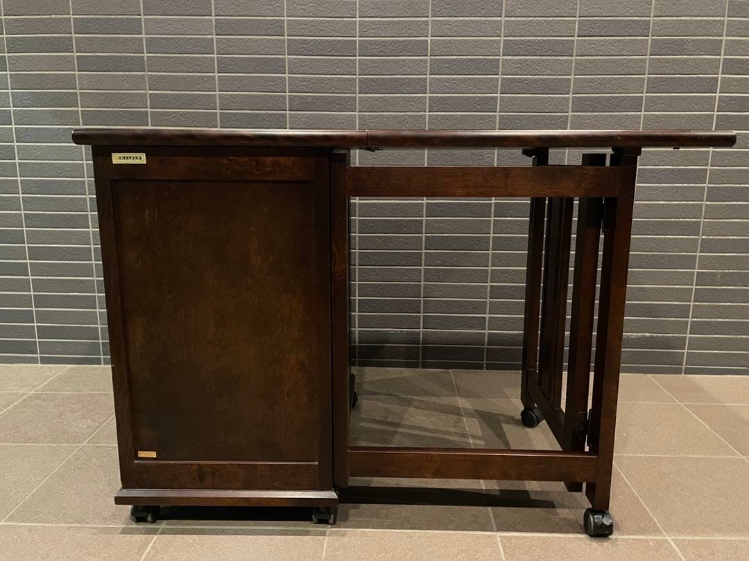 mos　希少モデル　北海道民芸家具　折り畳み天板が魅力の片袖机