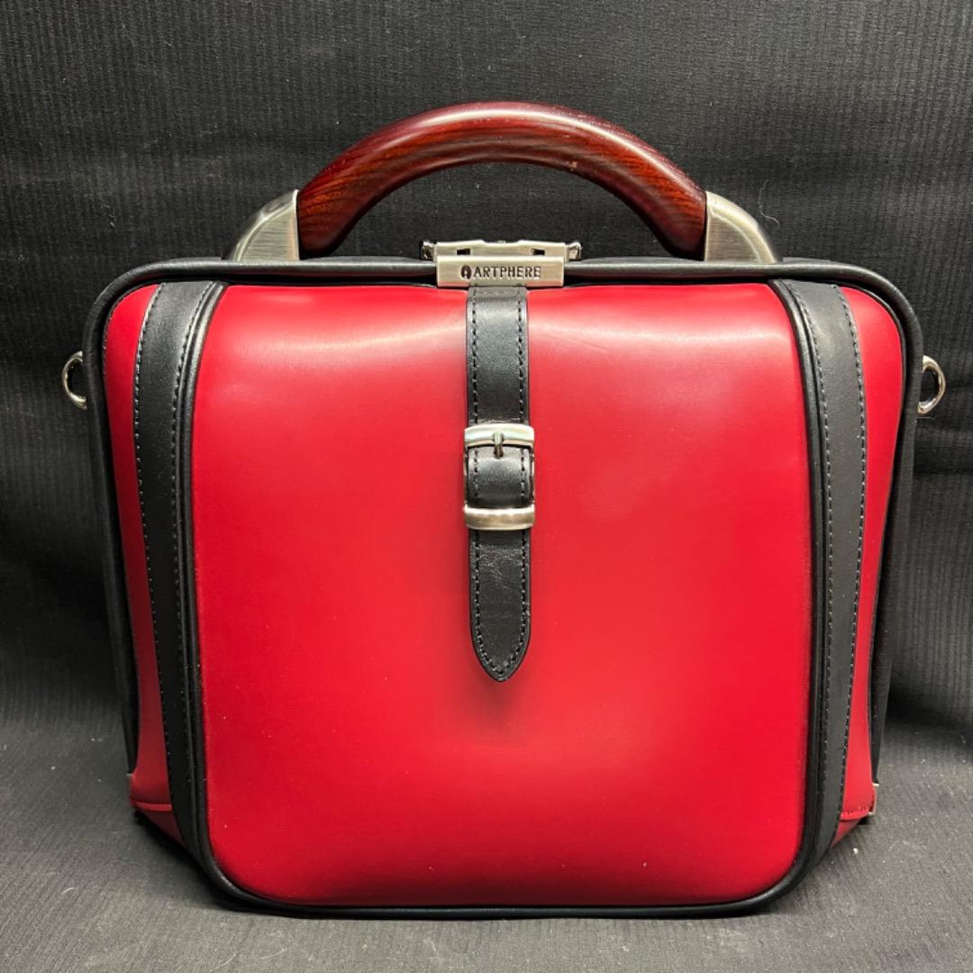 〇Aa右1013 アートフィアー バッグ 赤 ダレスバッグ 箱付