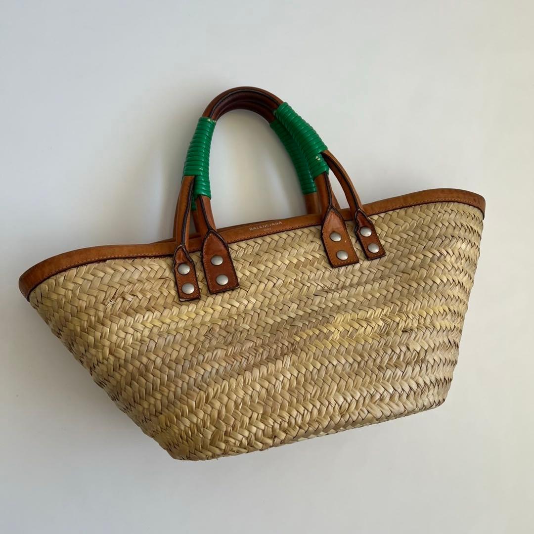 バッグ BALENCIAGA BISTRO PANIER STRAW HAND BAG