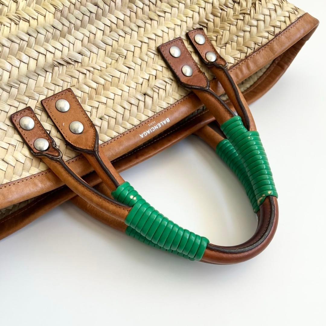 バッグ BALENCIAGA BISTRO PANIER STRAW HAND BAG