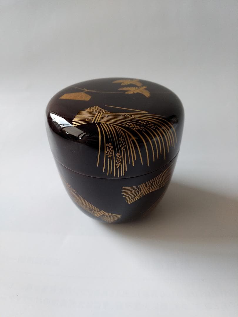 茶道具 茶器 溜塗 鳴子蒔絵 中棗 牧田芳祥 漆器 漆芸 抹茶 棗 共箱 新品