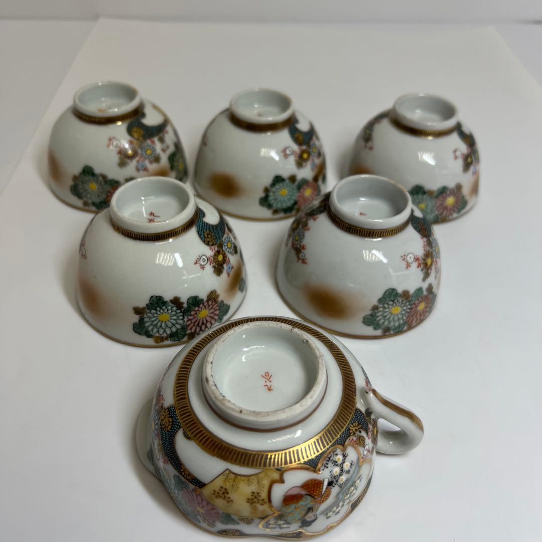 明治時代　九谷焼　上手青粒金襴手　煎茶器セット　東K8-0111☆2F タカサ