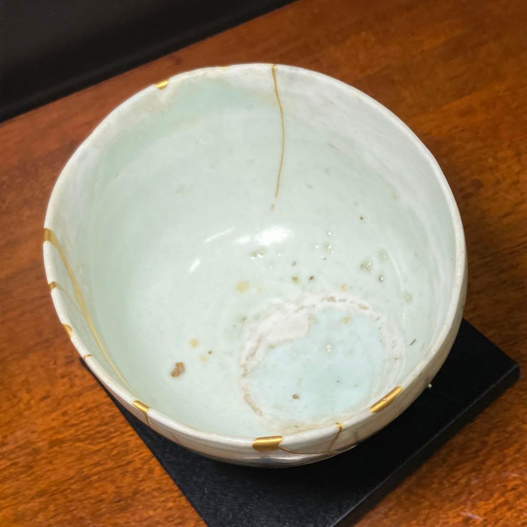 古染付 金継 歪み茶碗 T0628-3