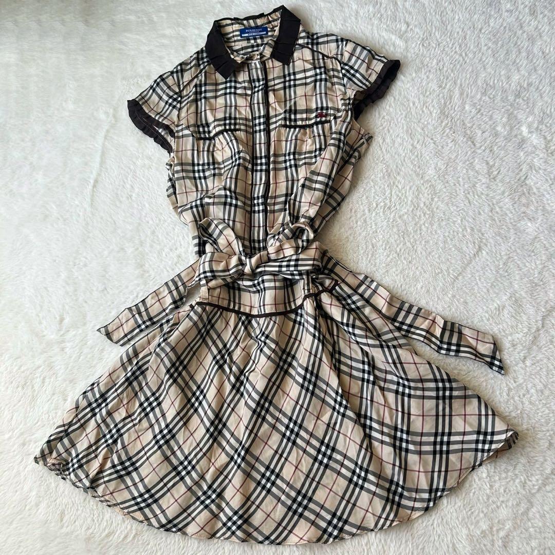 希少✨バーバリーブルーレーベル ノバチェック ワンピース S相当 y2k
